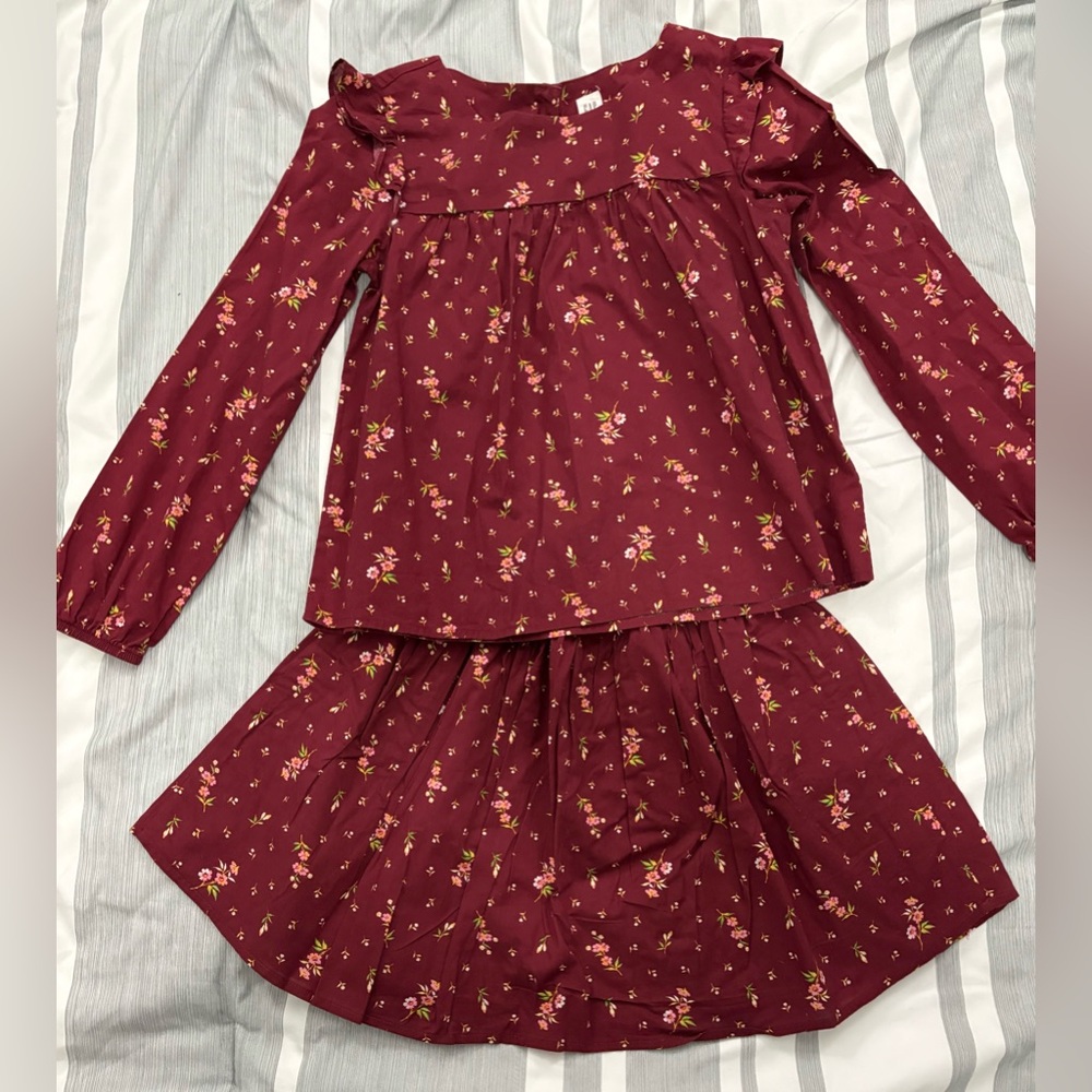 Burgundy floral two piece set